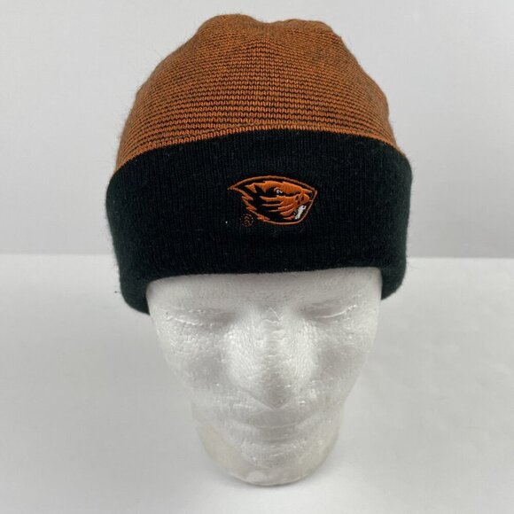 Oregon State Beavers Cuffed Beanie Columbia Adult OS Black Orange Striped - Picture 3 of 7